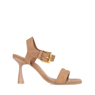 Sandalia Pulsera Ajustable Cloe Café Claro con Aplicación Hebilla para Mujer