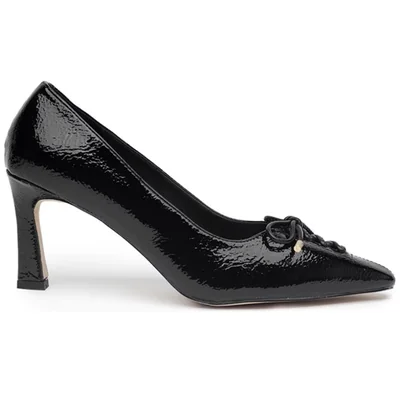 Zapatilla Puntal Via uno Negro con Aplicación Moño para Mujer