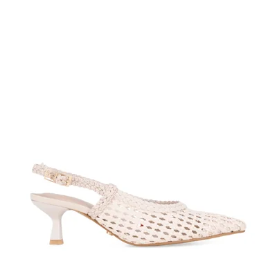 Zapatilla Destalonada Tejida Cloe Beige Ajuste Hebilla para Mujer