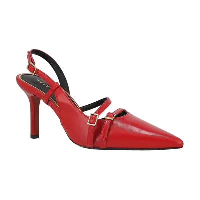 Zapatilla Destalonada Westies Rojo con Aplicación Hebillas para Mujer