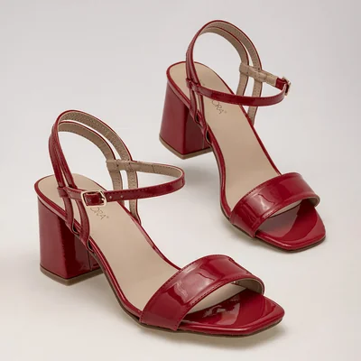 ZAPATILLA ABIERTA 7 CM MUJER Moramora EUNICE ROJO CHAROL