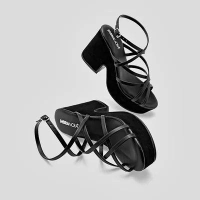 ZAPATILLA CASUAL TACON 9 CM MUJER Moramora 1068573 NEGRO