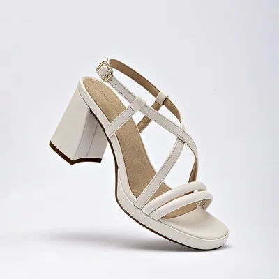 SANDALIA CASUAL TACON ABIERTO 8 CM Lady Paulina LATTE 43502 MUJER