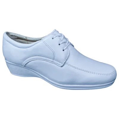 Zapato Enfermería Clínico Hotelero Cómodo Piel Blanco BE60-3.