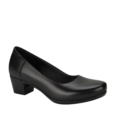 Zapatillas de piel con tacón ancho marca Calzado Pazstor, color negro, mod. 1046966