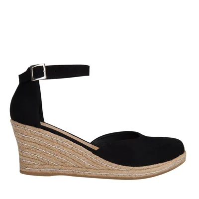 Alpargatas con suela de cuña, talón y pulsera, color negro, marca Shosh, mod. 1043068