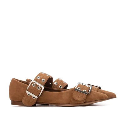 Balerina Doble Hebilla Xti Café Claro para Mujer
