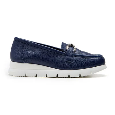 Mocasín Cuña 24 Hrs Azul con Herraje para Mujer
