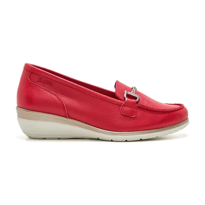 Mocasín Animal Print Vibora 24 Hrs Rojo con Herraje para Mujer