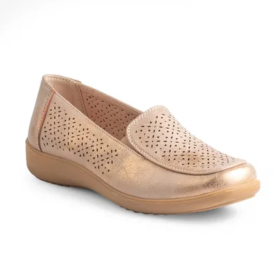 Mocasín Cuña con Diseño Emporium Dorado para Mujer