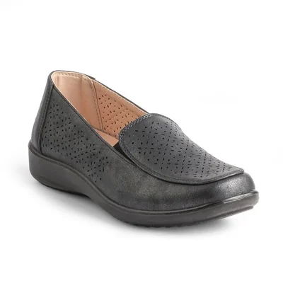 Mocasín Cuña con Diseño Emporium Negro para Mujer