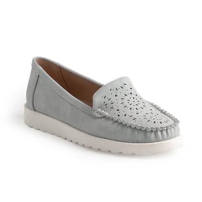 Mocasín Cuña con Diseño Emporium Azul Claro para Mujer