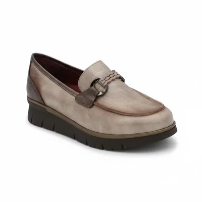 Mocasin con .herraje para Mujer, Color Beige Descanflex