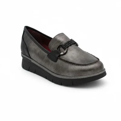 Mocasin con .herraje para Mujer, Color Gris Descanflex