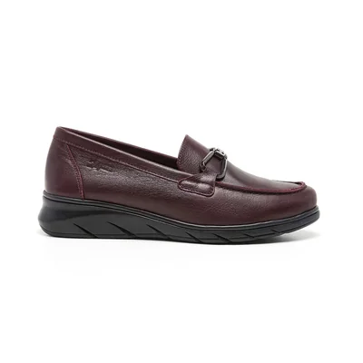 Mocasin Herraje para Mujer, Color Vino 24 Hrs
