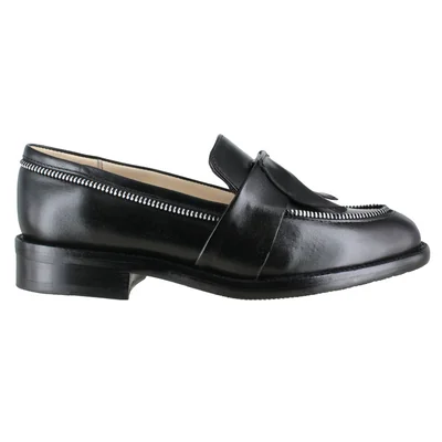 Zapato Estilo Distinguido Dama Carlo Ronaldi 1024 Mestizo Liso Negro Suela Cuero Injerto Cómodo Casual