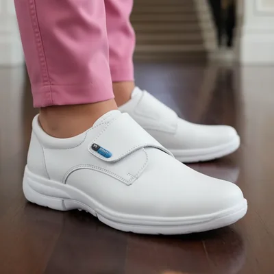 Zapato Blanco De Servicio Para Mujer Calzado Clínico Slip On Dr. Hosue 520 Piel Confort