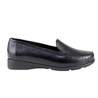 Mocasin Negro Mujer Ludolfo Cota Clasico 749 Black Brillloso