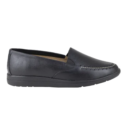 Mocasín Negro Slip On Para Mujer 72036 Capricho Confort Piel