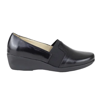 Mocasín Negro Mujer Ludolfo Cota 20028 Semivestir Con Tacón