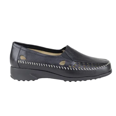 Mocasin Negro Mujer Ludolfo Cota De Vestir 15076 Cortes Lser