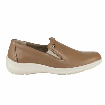 Mocasín Mujer Slip On Vestir Verde Tabaco 7298 Tan Acolchad