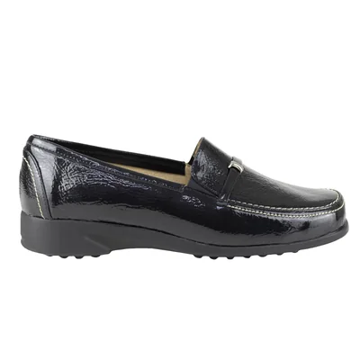Mocasín Negro Charol Mujer 1594 Ludolfo Cota Clásico Vestir