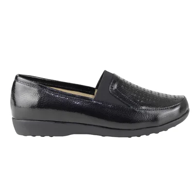 Mocasín Negro Para Mujer Slip On Ludolfo Cota 1206 Confort