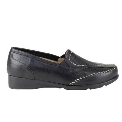 Mocasín Mujer Negro Clásico Ludolfo Cota 13021 Semi Vestir