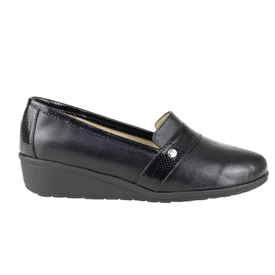 Mocasin Negro Mujer Slip On Capricho Confort 6278 Semivestir