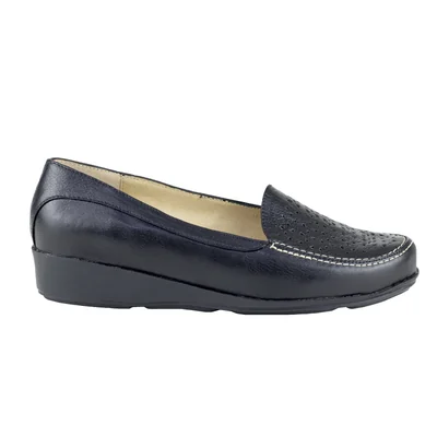 Mocasín Para Mujer Negro Capricho 040 Punteado Piel Cómodo
