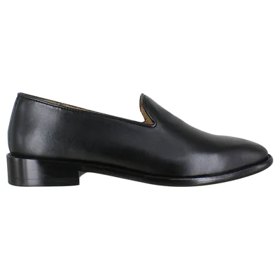 Zapato Mocasin Vestir Dama Carlo Ronaldi 1205 Becerro Negro Cuero Estilo Clásico