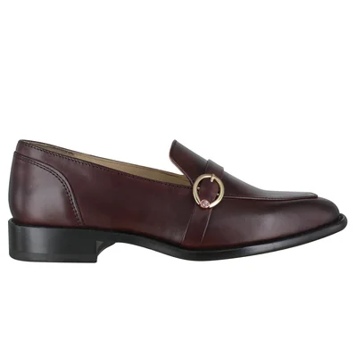 Zapato Estilo Casual Mocasin Dama Carlo Ronaldi 1202 Becerro Vino Cuero Cómodo Elegante