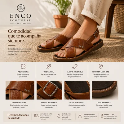 Huarache Hombre Piel Genuina Sandalia Artesanal Cruzado Correa H2