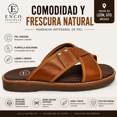 Huarache Cruzado Artesanal Piel Genuina Hombre Sandalia Enco Footwear