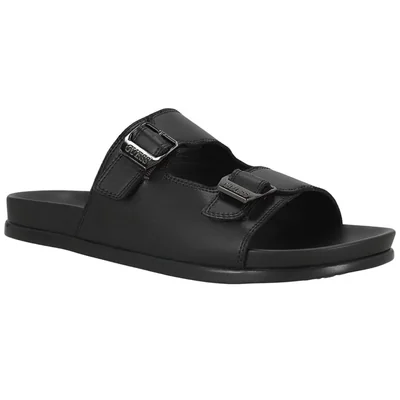Sandalia Casual en Piel Guess Negro Aplicación Hebillas para Hombre