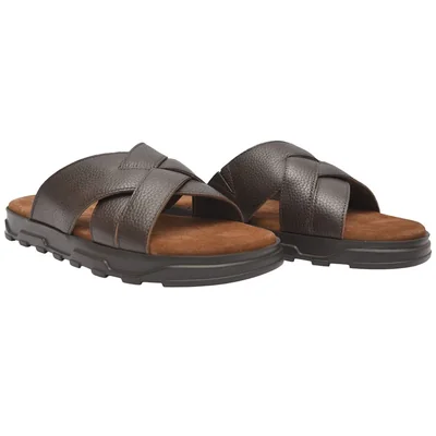 Sandalia Casual en Piel Baerchi Café Tiras Cruzadas para Hombre