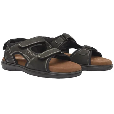 Sandalia Casual en Piel Baerchi Negro para Hombre