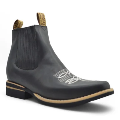 Botin Vaquero Para Caballero Tipo Rodeo 100% Piel Frayeri Negro