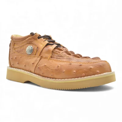 Zapato Casual Para Caballero Grabado Tipo Exotico En Piel Avestruz Miel