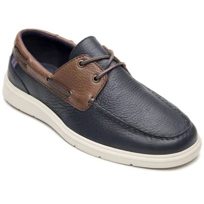 Mocasín Náutico en Piel Flexi Azul para Hombre