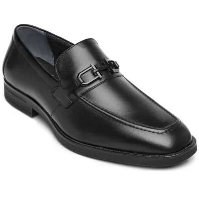 Mocasín en Piel Flexi Negro con Herraje para Hombre
