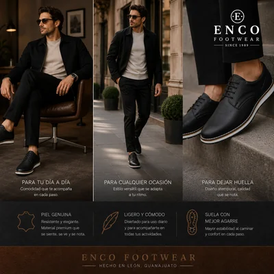 Zapato Casual Hombre Piel Genuina Cómodo Antiderrapante Enco