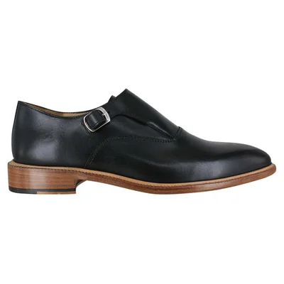 Zapato Vestir Monk Clásico Hombre Carlo Ronaldi 1208 Becerro Negro Cuero Hebilla Simple