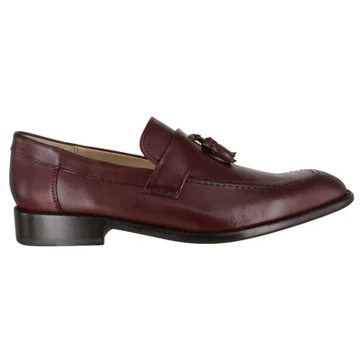 Zapato Mocasín Vestir Hombre Carlo Ronaldi 1095-B Becerro Vino Cuero Casual Diseño Sofisticado