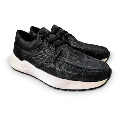 Sneakers Trainers Tenis Alaska Casual Hombre Randem Cobra Negro Sombra Grabado