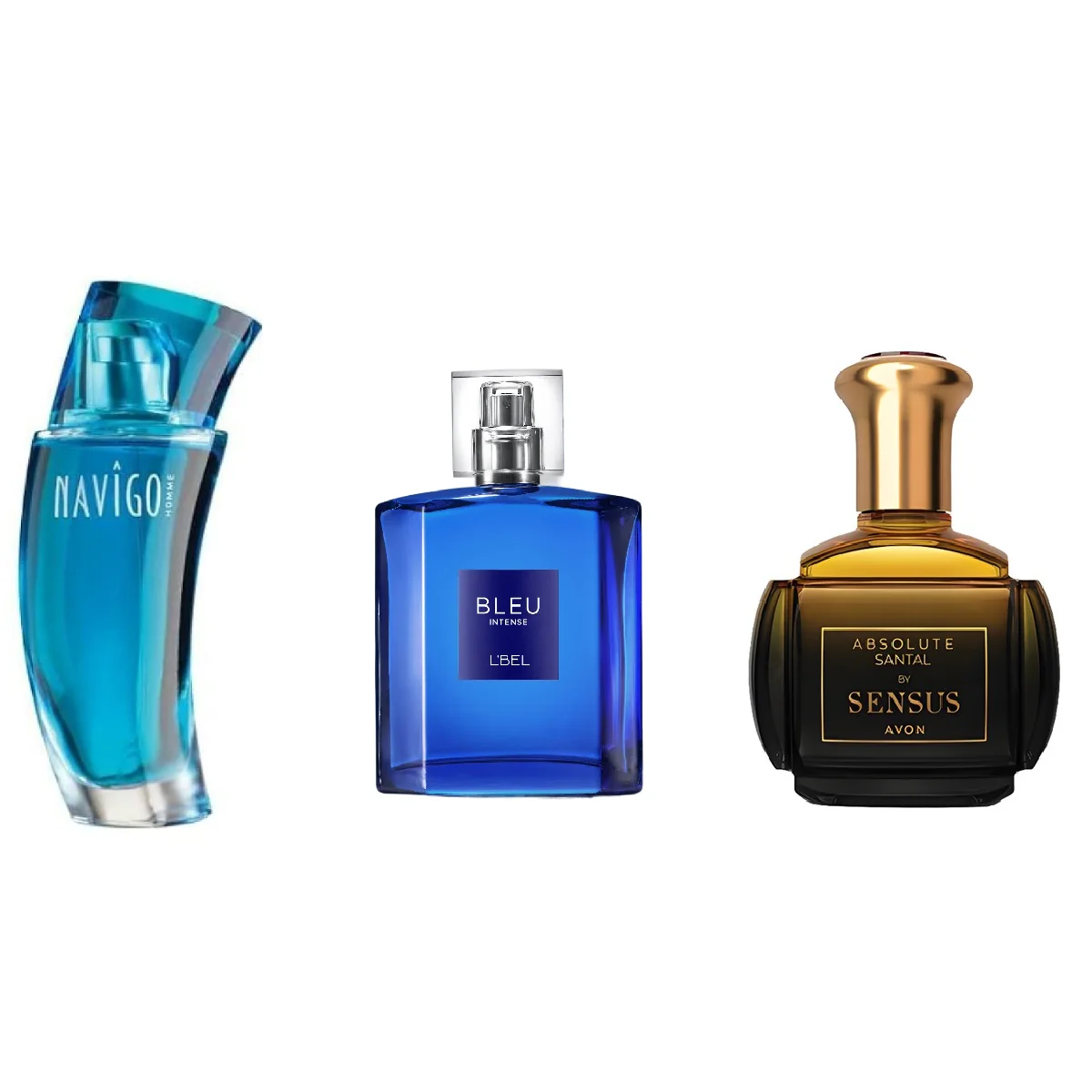 Set de Perfumes - Navigo jafra, Bleu Intense L'BEL y Absolute Santal Sensus Avon