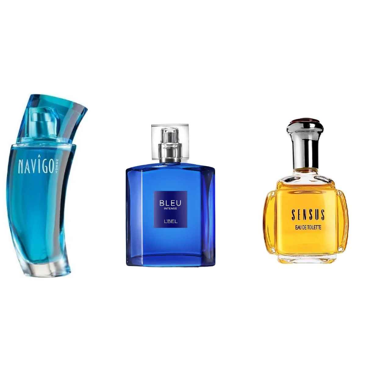 Set de Fragancias Masculinas - Navigo jafra, Bleu Intense L'Bel y Sensus Avon