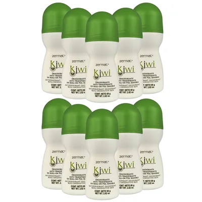 Paquete 10 desodorantes Zermat kiwi piel sensible roll on