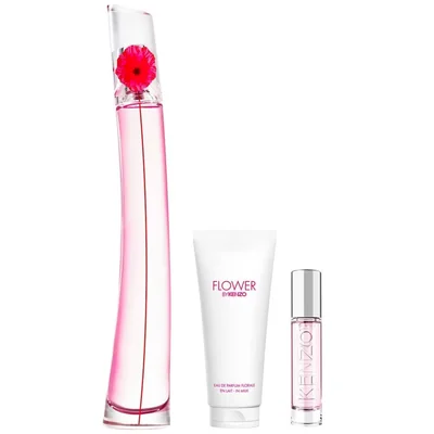Set Edición Limitada de Fragancia Femenina Flower By Kenzo Eau de Parfum 100 Ml + Crema Corporal Humectante 75 + Perfumero de Viaje 10 Ml.
